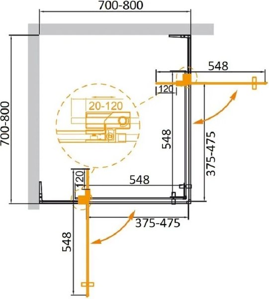 Купить Душевой уголок Cezares SLIDER-A-2-70/80-BR-GM в Гомеле