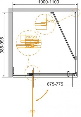 Душевой уголок Cezares SLIDER-AH-1-100-100/110-BR-BORO