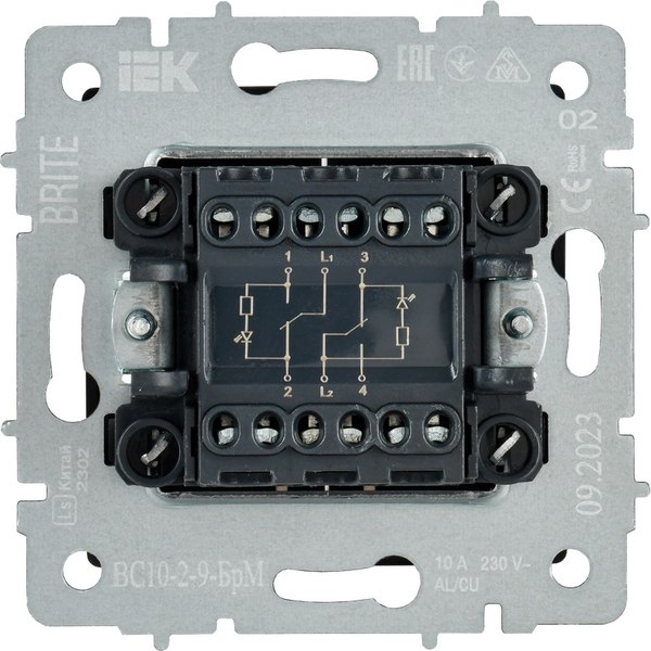 Выключатель IEK Brite BR-V20-2-10-K35 (маренго)