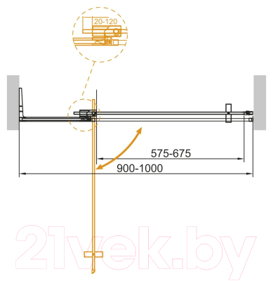 Душевая дверь Cezares SLIDER-B-1-90/100-BR-BORO