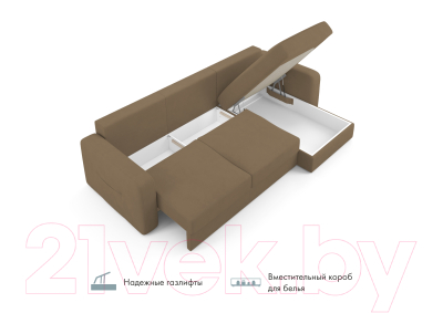 Диван угловой Mio Tesoro Faso Base правый (Velutto 03 коричневый)