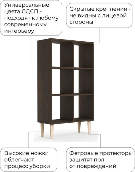 Стеллаж Monofix Одос Вертикальный 6 секций (венге)