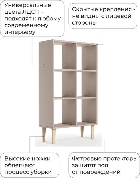 Стеллаж Monofix Одос Вертикальный 6 секций (капучино)