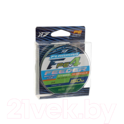 Леска плетеная Flagman Fishing PE Hybrid F4 Feeder 150m MossGreen 0.10мм. Max4.6кг / 29150-010