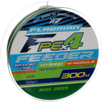 Леска плетеная Flagman Fishing PE Hybrid F4 Feeder 300м Moss Green 0.14мм 7.7кг / 29300-014 - 