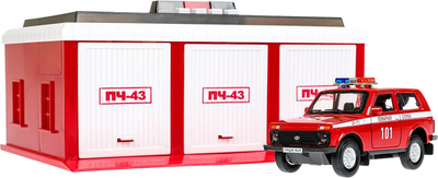 Гараж игрушечный Технопарк Пожарная Часть / GARAGE-22SL1XCAR-FIR -