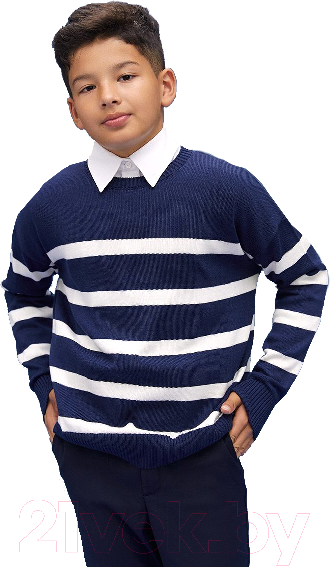Джемпер детский Amarobaby Strip / AB-OD24-S26/20-134 (синий, р.134)