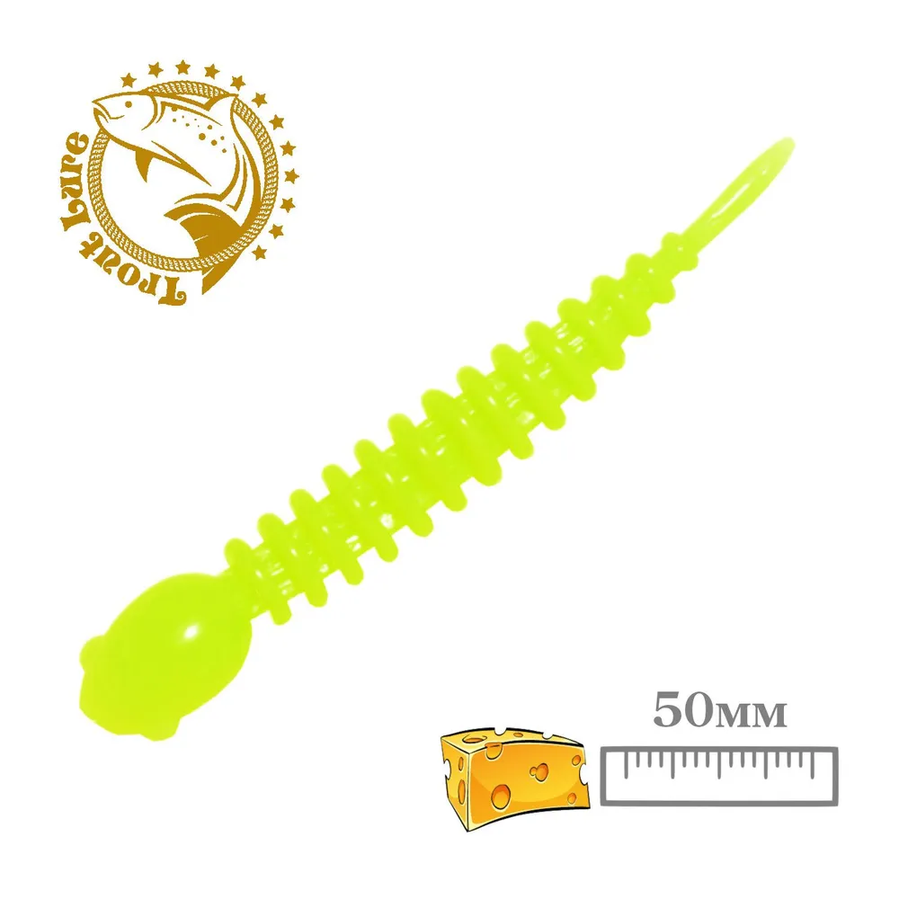 Мягкая приманка Sansan Trout Lure Golovastik 50 Сыр Col 6 / TLСG50C06 (12шт, Lemon) — фото 2