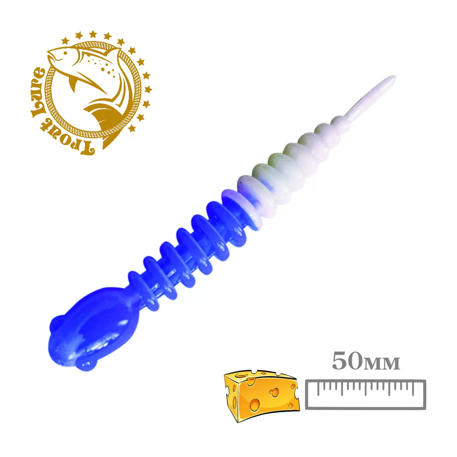 Мягкая приманка Sansan Trout Lure Golovastik 50 Сыр Col 16 / TLСG50C16 (12шт, White/Sky) — фото 2