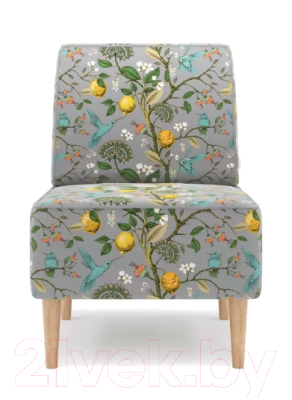 Кресло мягкое Mio Tesoro Одос Принт (лимон светло-серый/микровелюр)