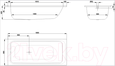 Ванна стальная Bette Select 180x80 / 3413-000