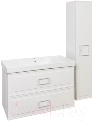 Шкаф-пенал для ванной La Fenice Cubo 30x160 / FNC-05-CUB-B-30 (белый матовый)