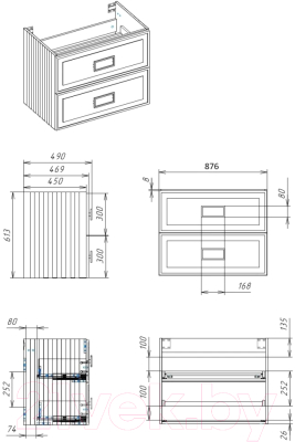 Тумба под умывальник La Fenice Cubo 87.6 / FNC-01-CUB-B-90-2 (подвесная, белый матовый)