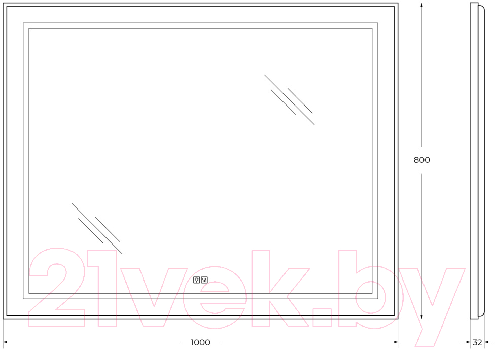 Зеркало BelBagno SPC-KRAFT-1000-800-LED-TCH-WARM