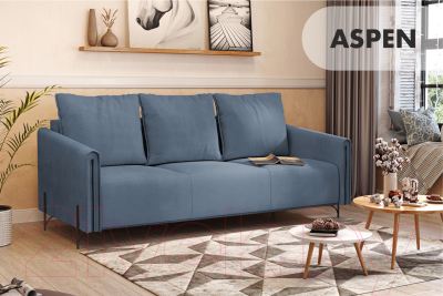 Диван Mio Tesoro Aspen НПБ  (Velutto 48 синий denim)