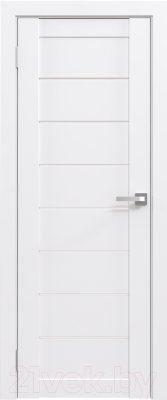 Дверь межкомнатная Юни Амати 01 40x200 (белая шагрень/стекло белое)