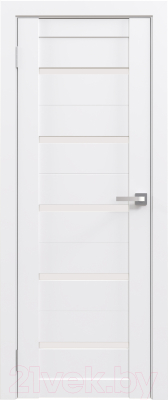 Дверь межкомнатная Юни Амати 01М 40x200 (белая шагрень/стекло белое)