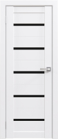 Дверь межкомнатная Юни Амати 01М 40x200 (белая шагрень/стекло черное) - 
