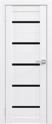 Дверь межкомнатная Юни Амати 01М 40x200 (белая шагрень/стекло черное)