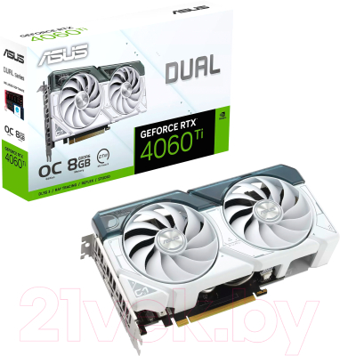 Видеокарта Asus Dual GeForce RTX 4060 Ti OC 8GB GDDR6 DUAL-RTX4060TI-O8G-WHITE