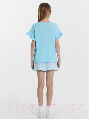 Пижама детская Mark Formelle 567744 (р.110-56, тропический бриз/клетка виши голубая)