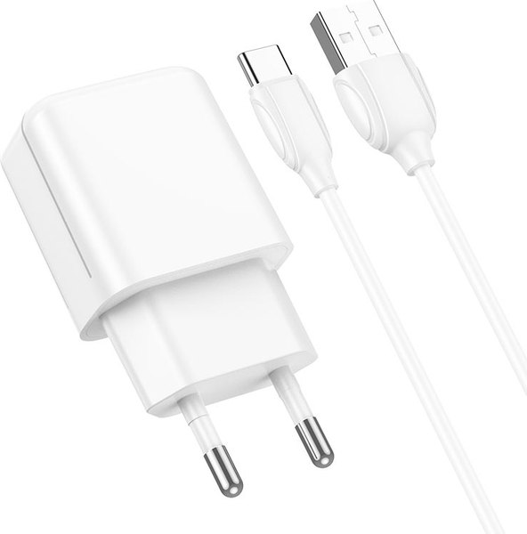 Зарядное устройство сетевое Borofone BA64A + кабель AM-Type-C (белый)