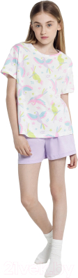 Пижама детская Mark Formelle 567727 (р.104-56, попугаи на белом/светло-лиловый)