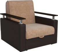 Кресло-кровать Mebel-Ars Шарк (кордрой бежевый/экокожа коричневый) - 