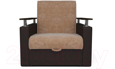 Кресло-кровать Mebel-Ars Шарк (кордрой бежевый/экокожа коричневый)