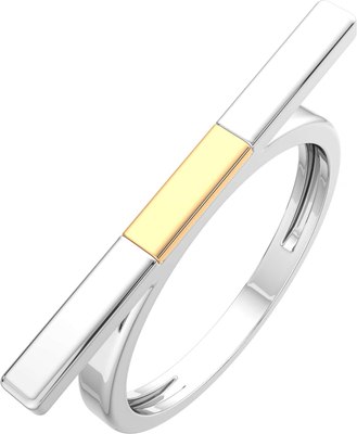 Кольцо из комбинированного серебра ZORKA 0200070.G14K (р.17, с золотой вставкой) - 