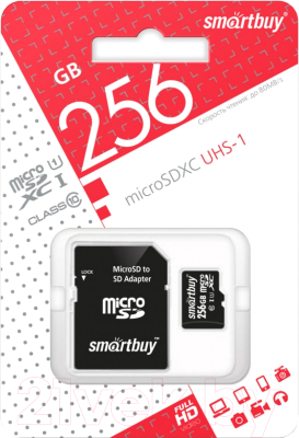 Карта памяти SmartBuy 256GB Micro SDXC Class 10 (с адаптером SD)