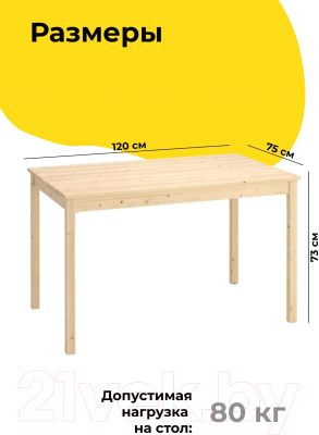 Обеденный стол Dipriz Ingo 120х75 / Д.60020.1 (без отделки)