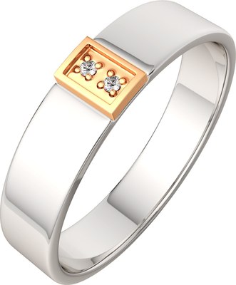 Кольцо из комбинированного серебра ZORKA 0280018.G14K.ZZ (р.17, с фианитами и золотой вставкой) - 