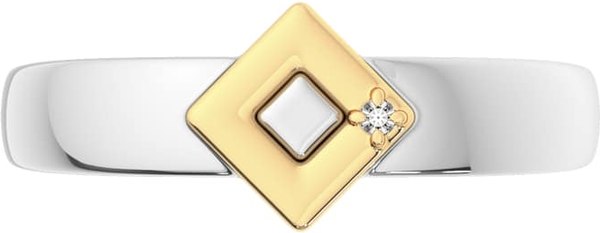 Кольцо из комбинированного серебра ZORKA 02D0002.G14K (р.18, с бриллиантом и золотой вставкой)
