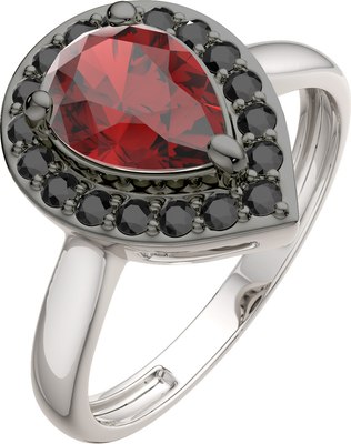 Кольцо из серебра ZORKA 02S5049 (р.17, с гранатом и наношпинелями) - 