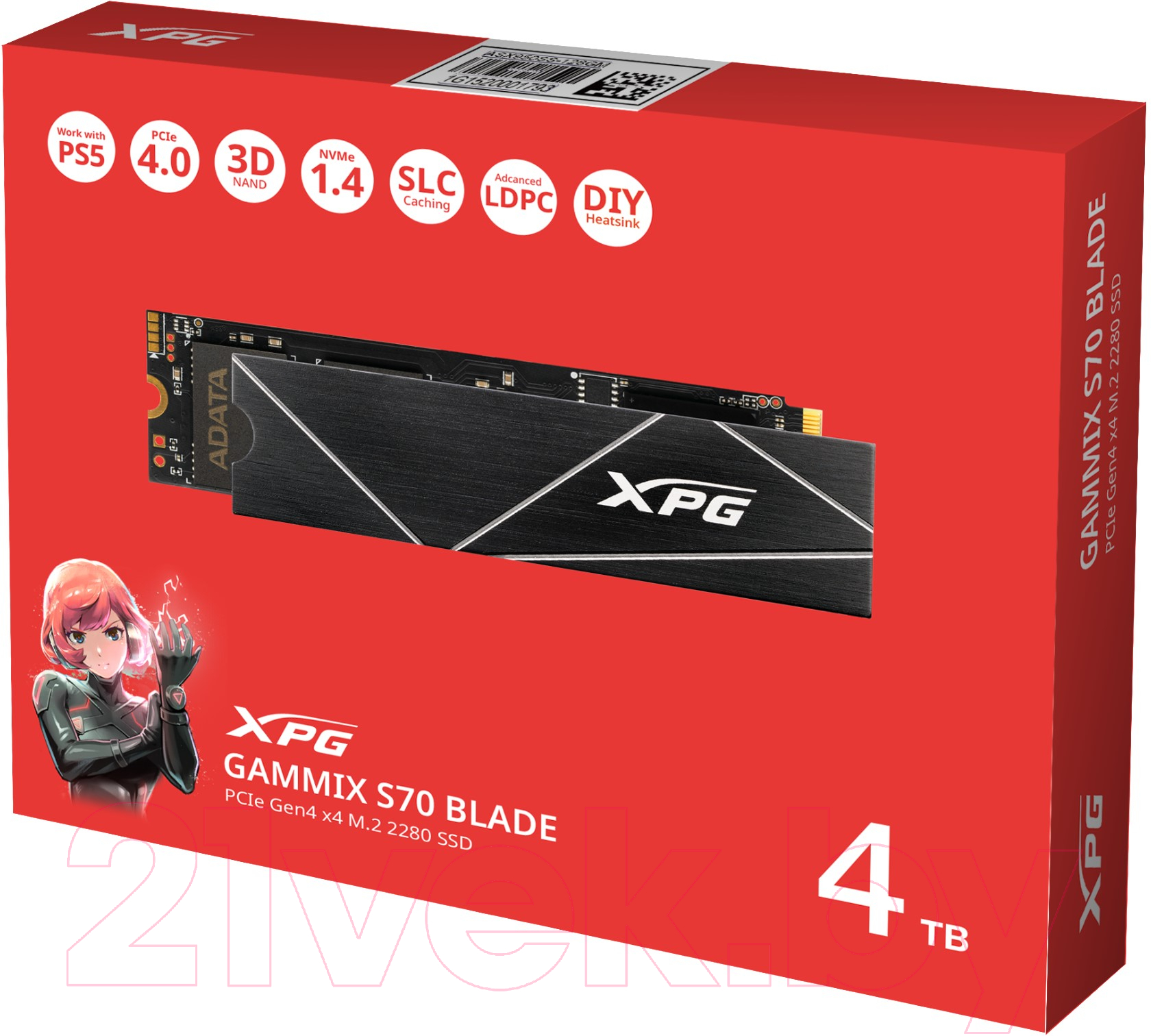 SSD диск A-data XPG Gammix S70 Blade 4TB (AGAMMIXS70B-4T-CS)