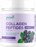 Витаминно-минеральный комплекс Plantago Collagen Peptides + Vitamin C (200гр, лесные ягоды) - 