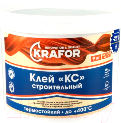 Изображение товара Клей для напольных покрытий Krafor КС строительный термостойкий (9кг)