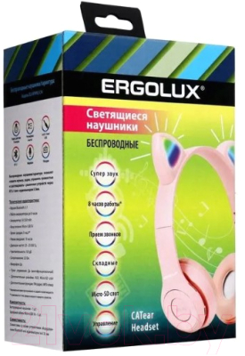 Беспроводные наушники Ergolux ELX-BTHP02-C14 (розовый)