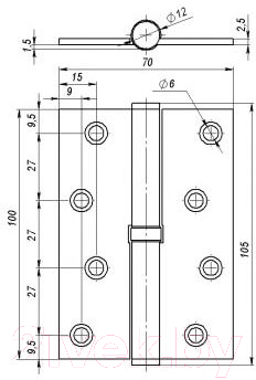 Комплект петель дверных VELA 100x70x2.5 1ВВ-BL-L Black