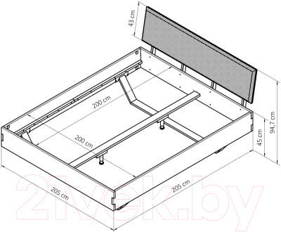 Каркас кровати Dipriz Bellissima Д.83047.2 (без настила с металлом, дуб масло/черный)