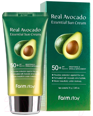 Изображение товара Крем солнцезащитный FarmStay Real Avocado Essential Sun Cream SPF50+ PA++++ (70г)