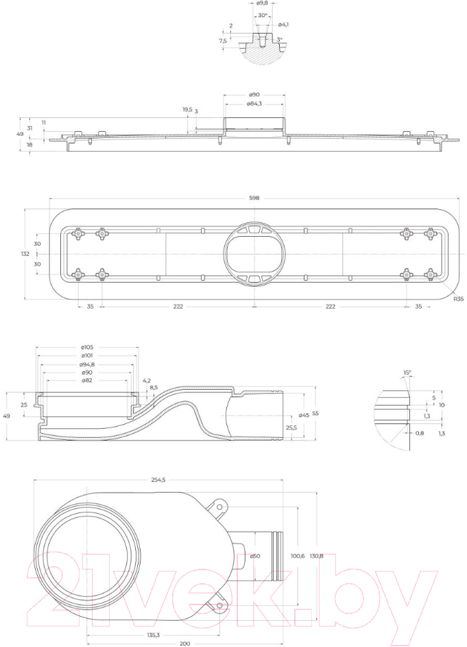 Трап для душа BelBagno BB-LD-LUCE-60-CR — фото 4