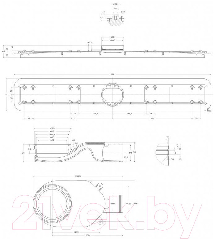 Трап для душа BelBagno BB-LD-LUCE-80-CR — фото 4