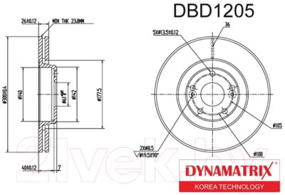 Тормозной диск Dynamatrix-Korea DBD1205