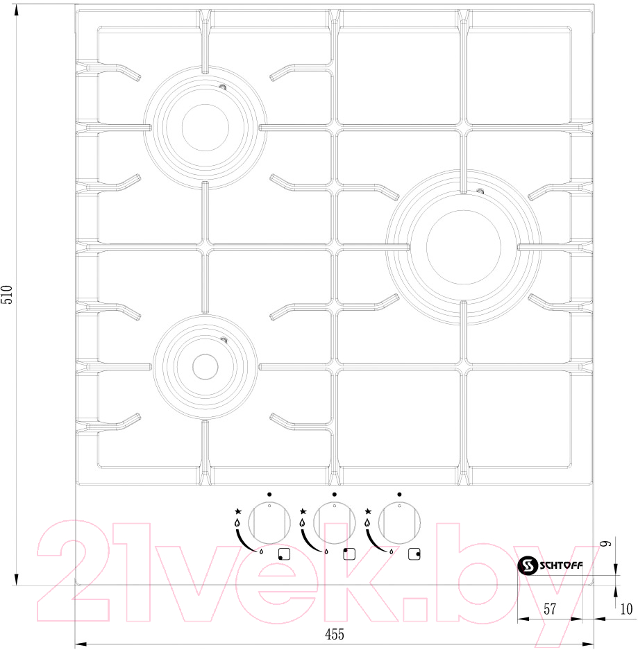 Газовая варочная панель Schtoff H 4501 C15 IS