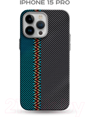 Чехол-накладка Luxo Пути сошлись J217 для Apple iPhone 15 Pro (хаки/бирюзовый)