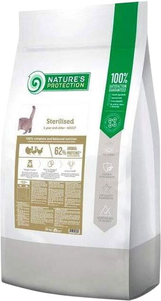 Сухой корм для кошек Nature's Protection Sterilised Poultry and Salmon / NPS47739 (18кг)