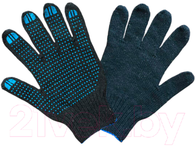 Изображение товара Перчатки защитные Эрдеком х/б 7.5 класс 6-нитка с ПВХ / 651003 (черный)