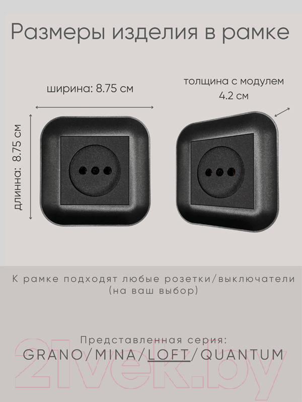 Рамка для выключателей и розеток Ovivo Loft 404-170017-096 (черный) — фото 3